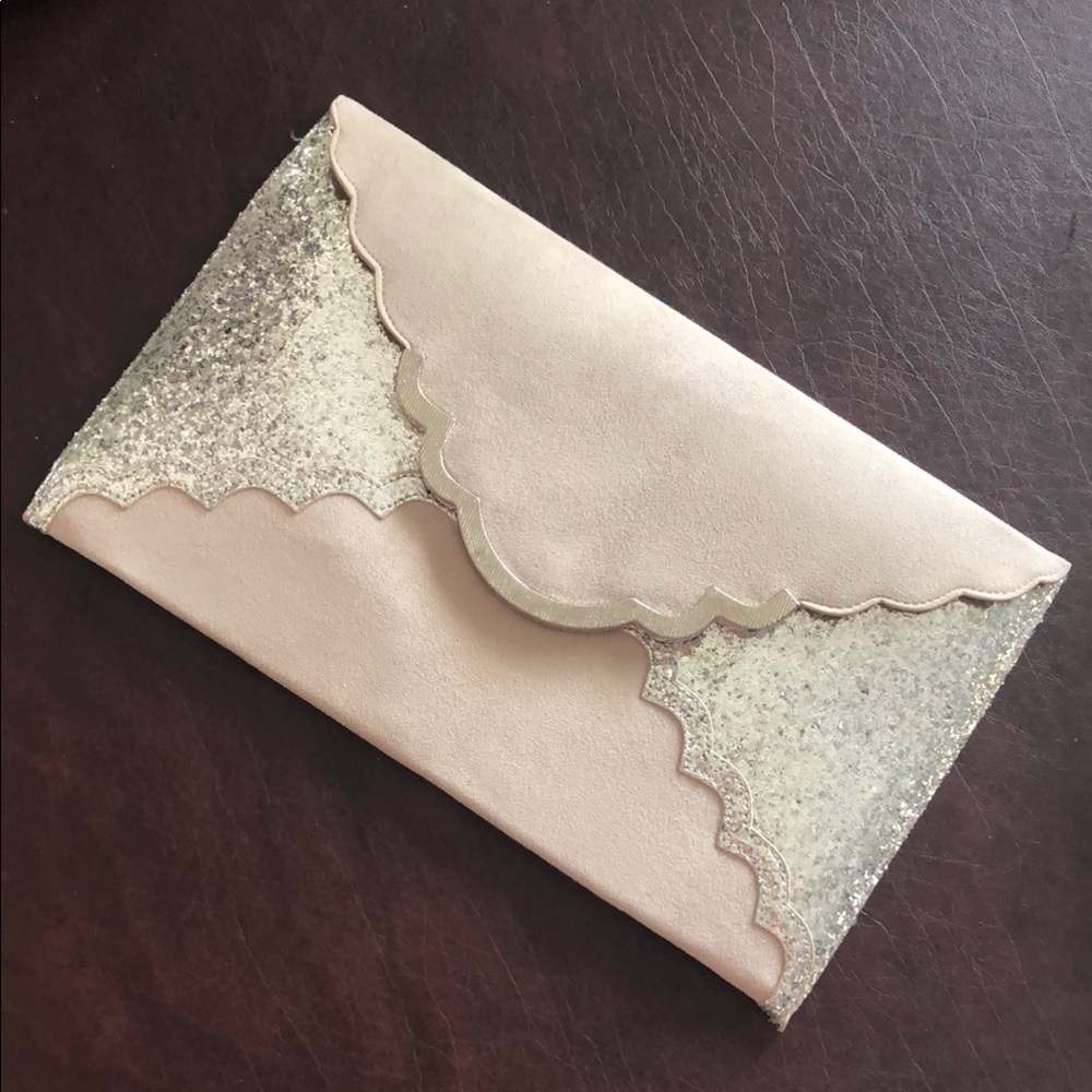 Dorothy Perkins Scallop Glitter Suede Evening Clutch
